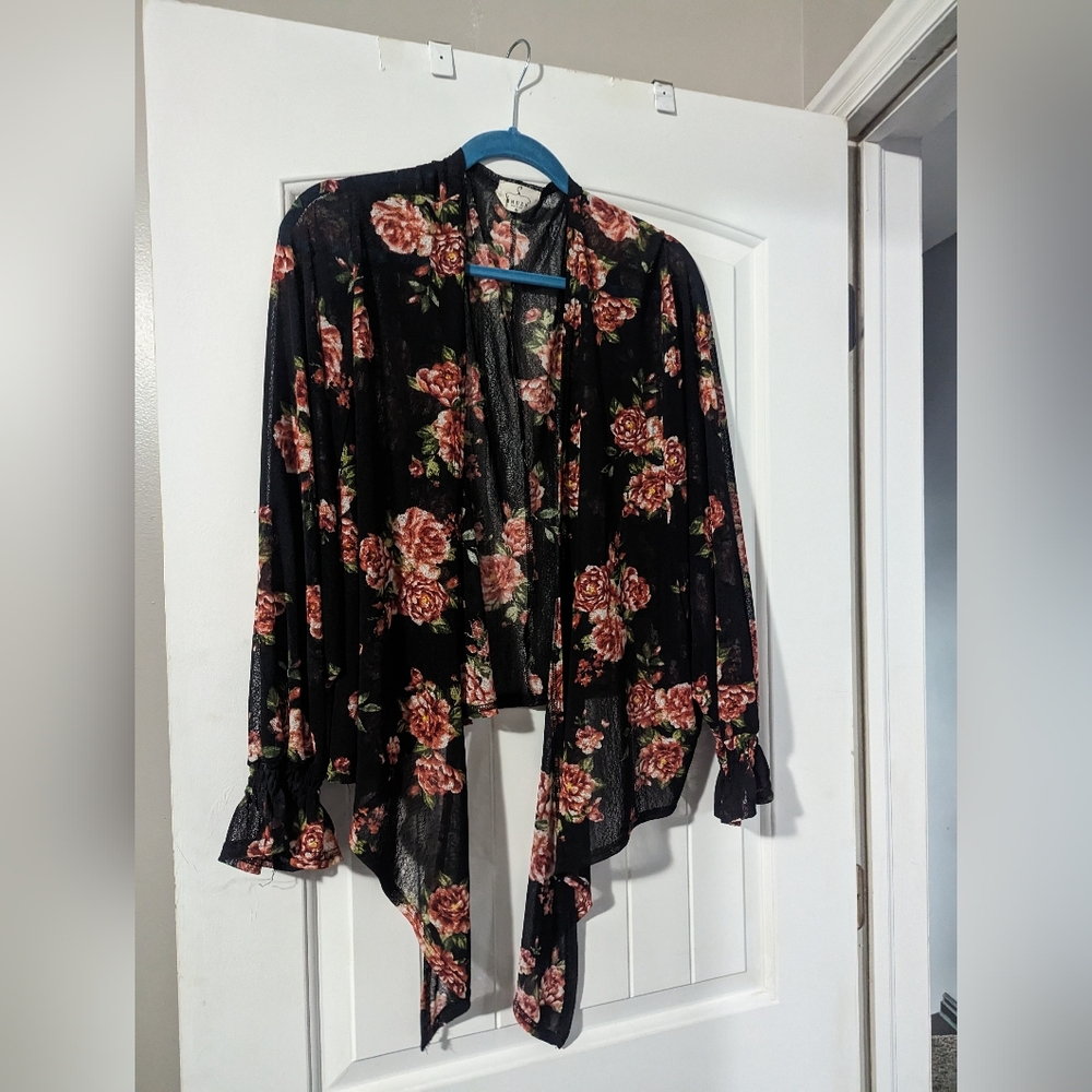 Black floral print Blouse